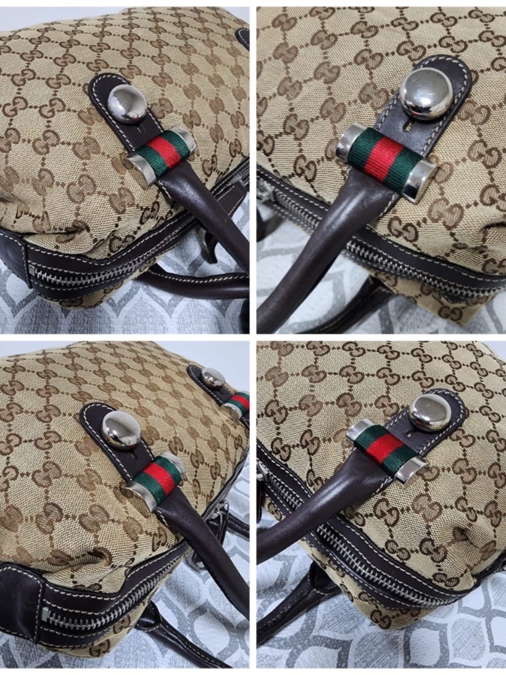 Authentic GUCCI GG Canvas Match Ball Boston Bag Beige/Brown - Picture 8 of 14